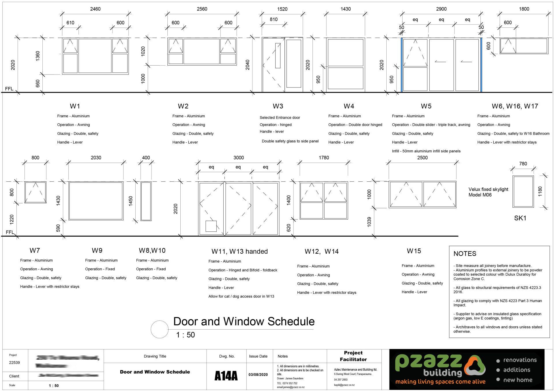A black and white drawing of a building with the word pzazz on the bottom