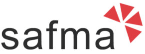A logo for a company called safma with a red triangle in the middle.