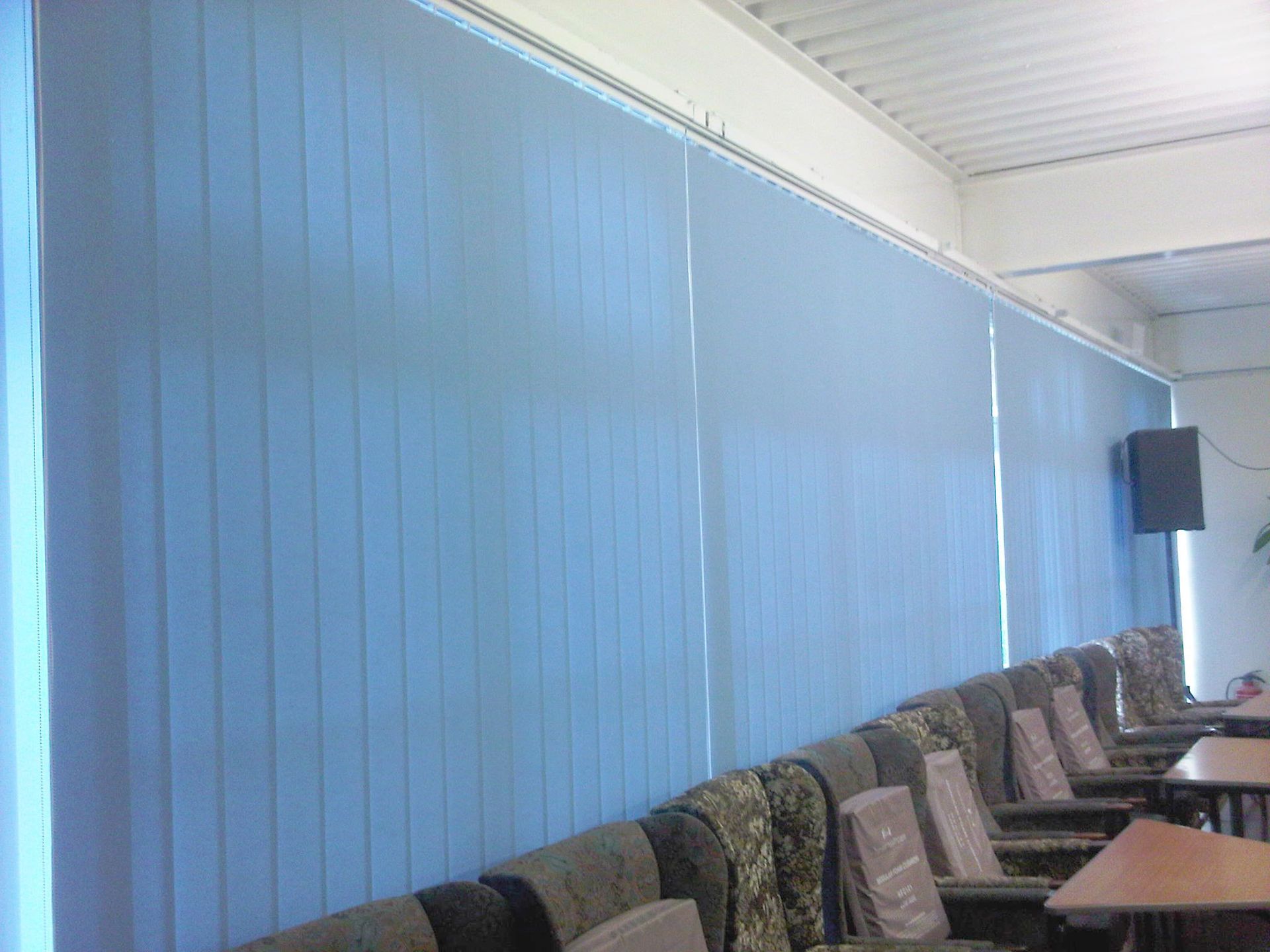 closed blue blinds
