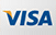 Visa logo: Blue text with a gold accent.