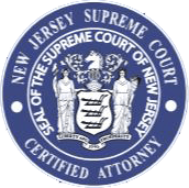 Seal of the New Jersey Supreme Court, blue and white, with text