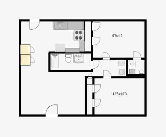 2 BED 2 BATH FLOOR PLAN