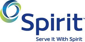 A logo for spirit that says serve it with spirit