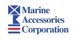 The logo for the marine accessories corporation is blue and red.