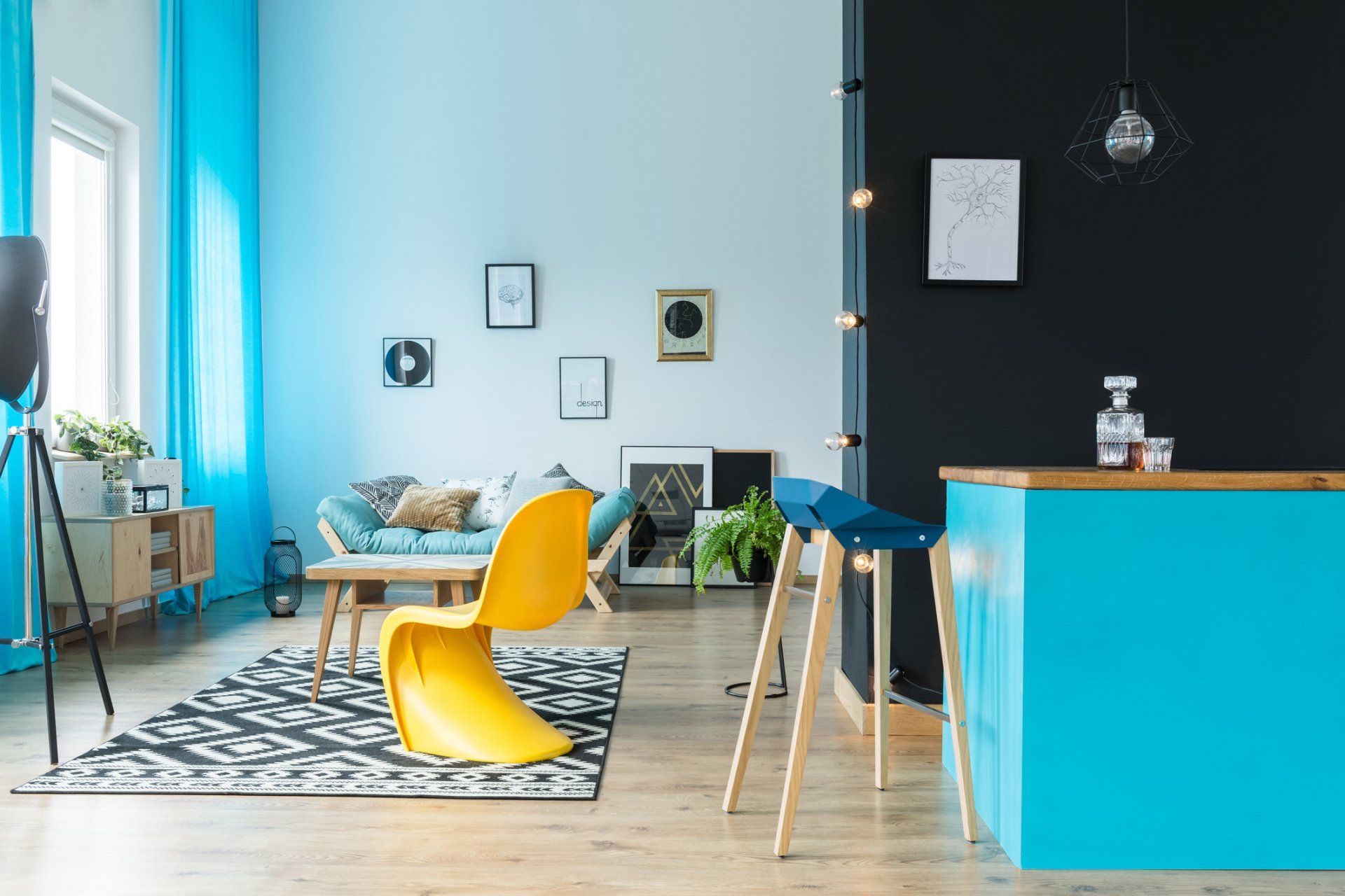 blue paint adds a light bright feeling to any room