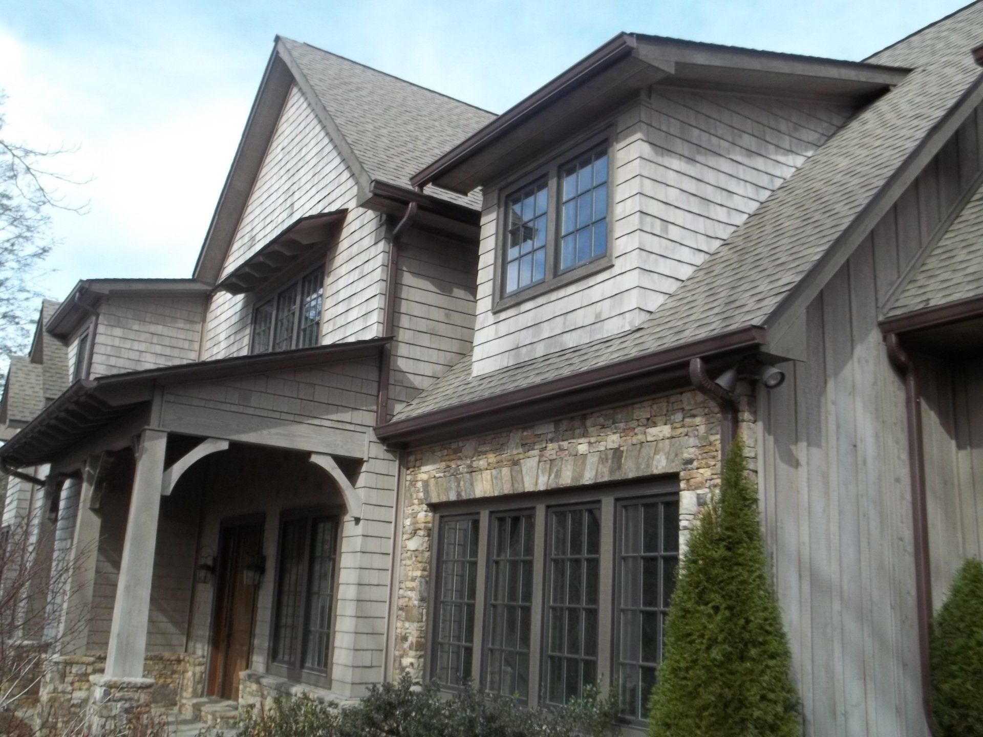 Gutter Installation — Red Gutter Installed in Otto, NC