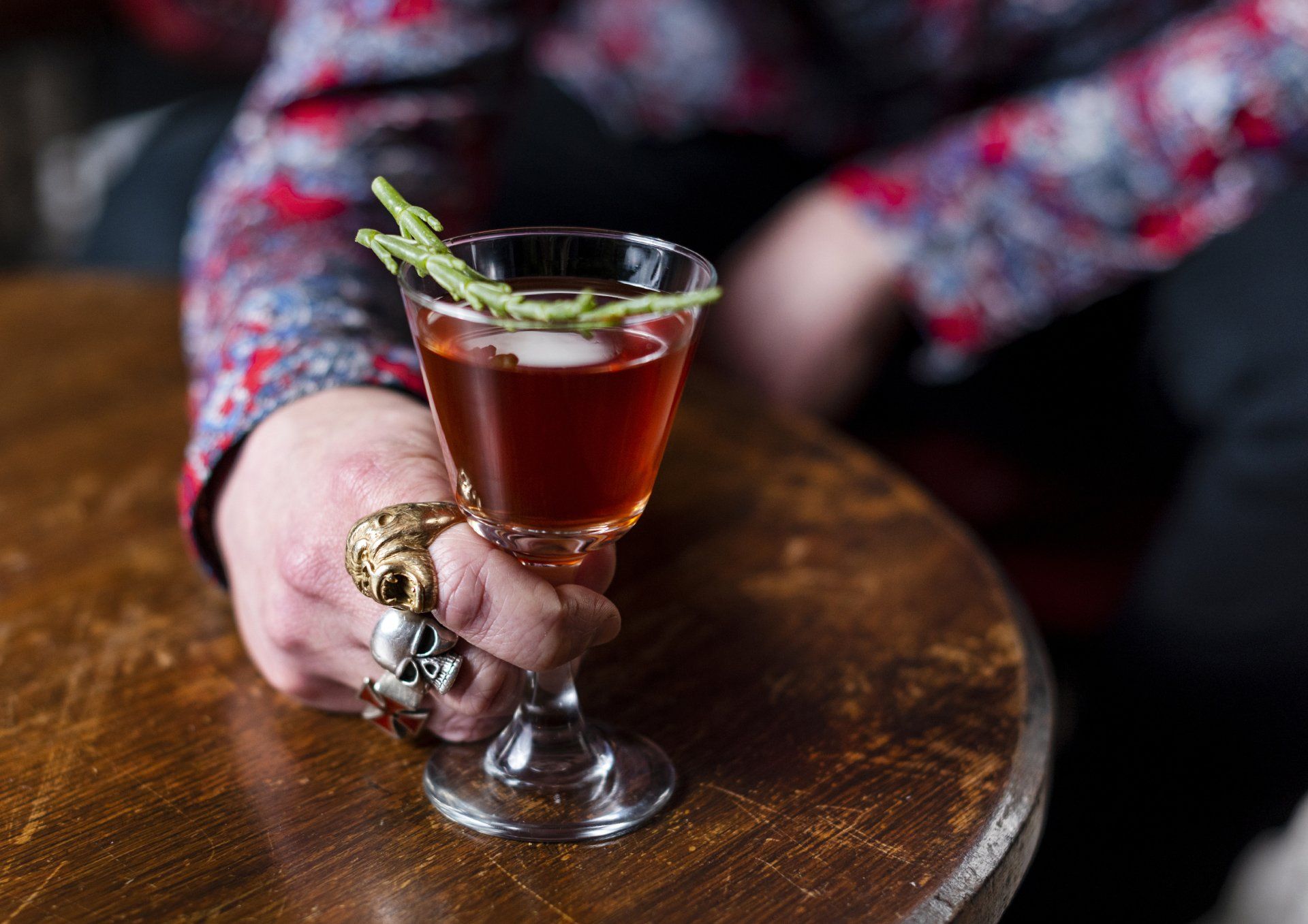 whiskey served with orange peal