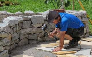Paver in the garden with marble plates - Landscape Contractor in Mount Bethel, PA