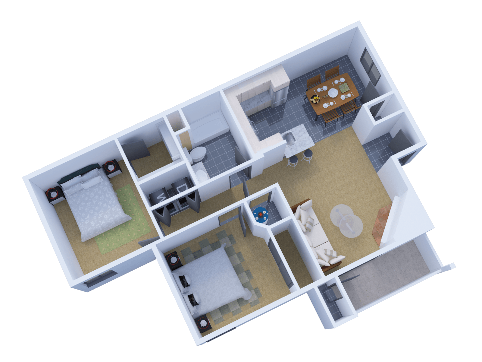 2 bedroom 1 bath floor plan