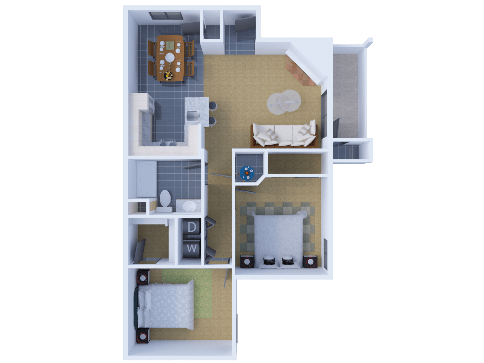 2 bedroom 1 bath floor plan