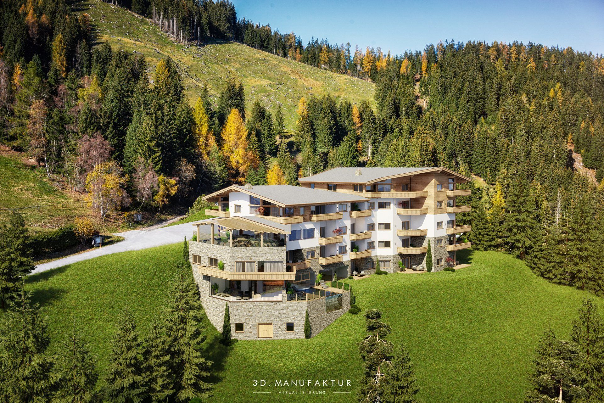 Architektur Visualisierung Puitalm am Plattenrain Exterior