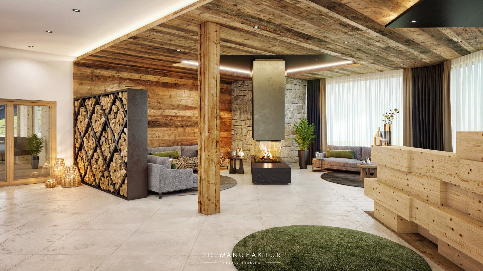 Architektur Visualisierung Puitalm am Plattenrain Lobby