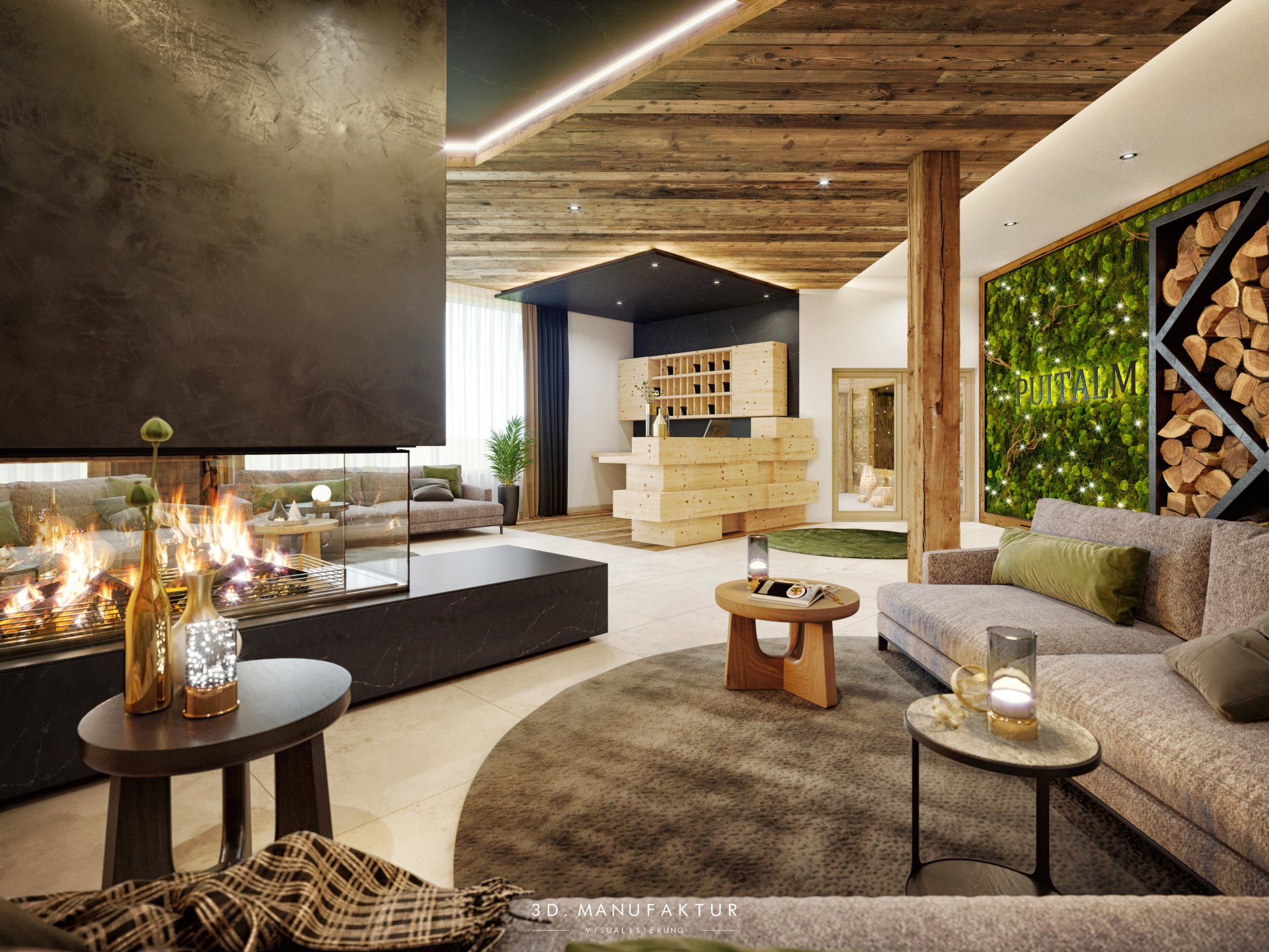 Architektur Visualisierung Puitalm am Plattenrain Lobby