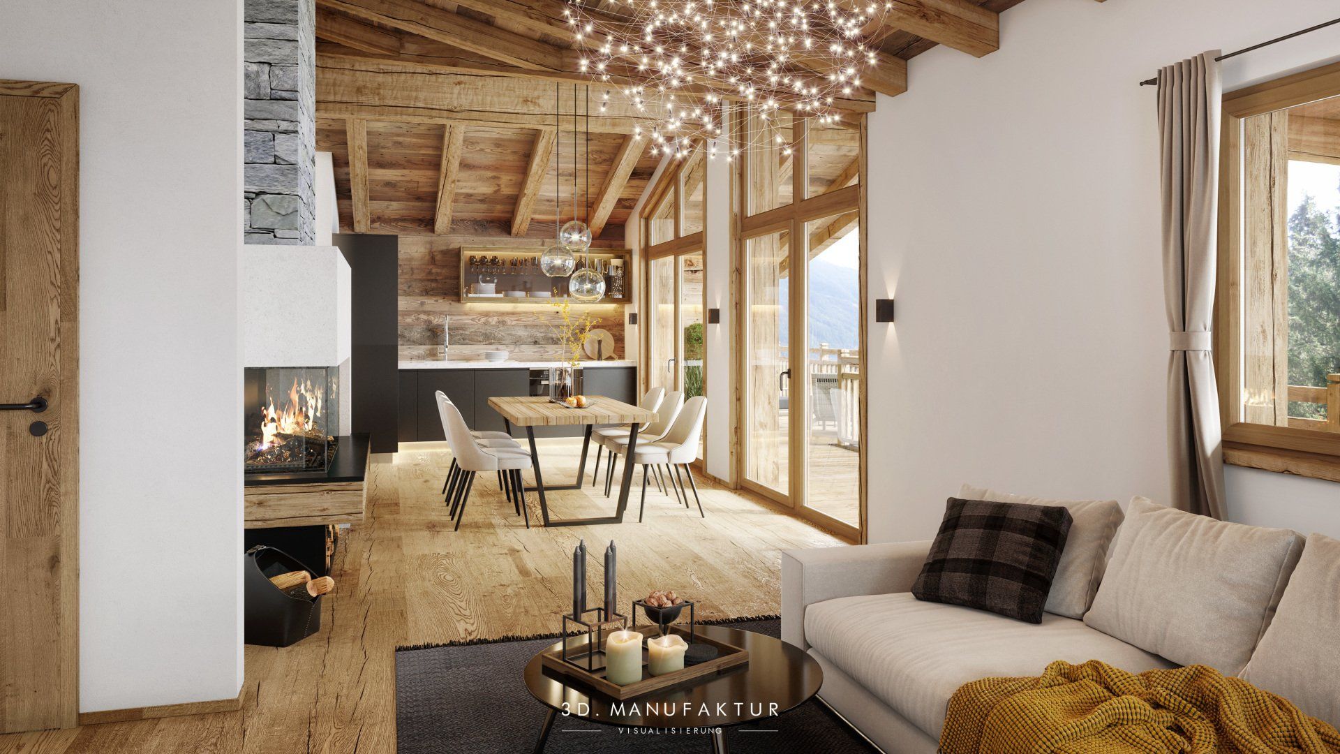 Architektur Visualisierung Chalet Hambergblick Zillertal Interior