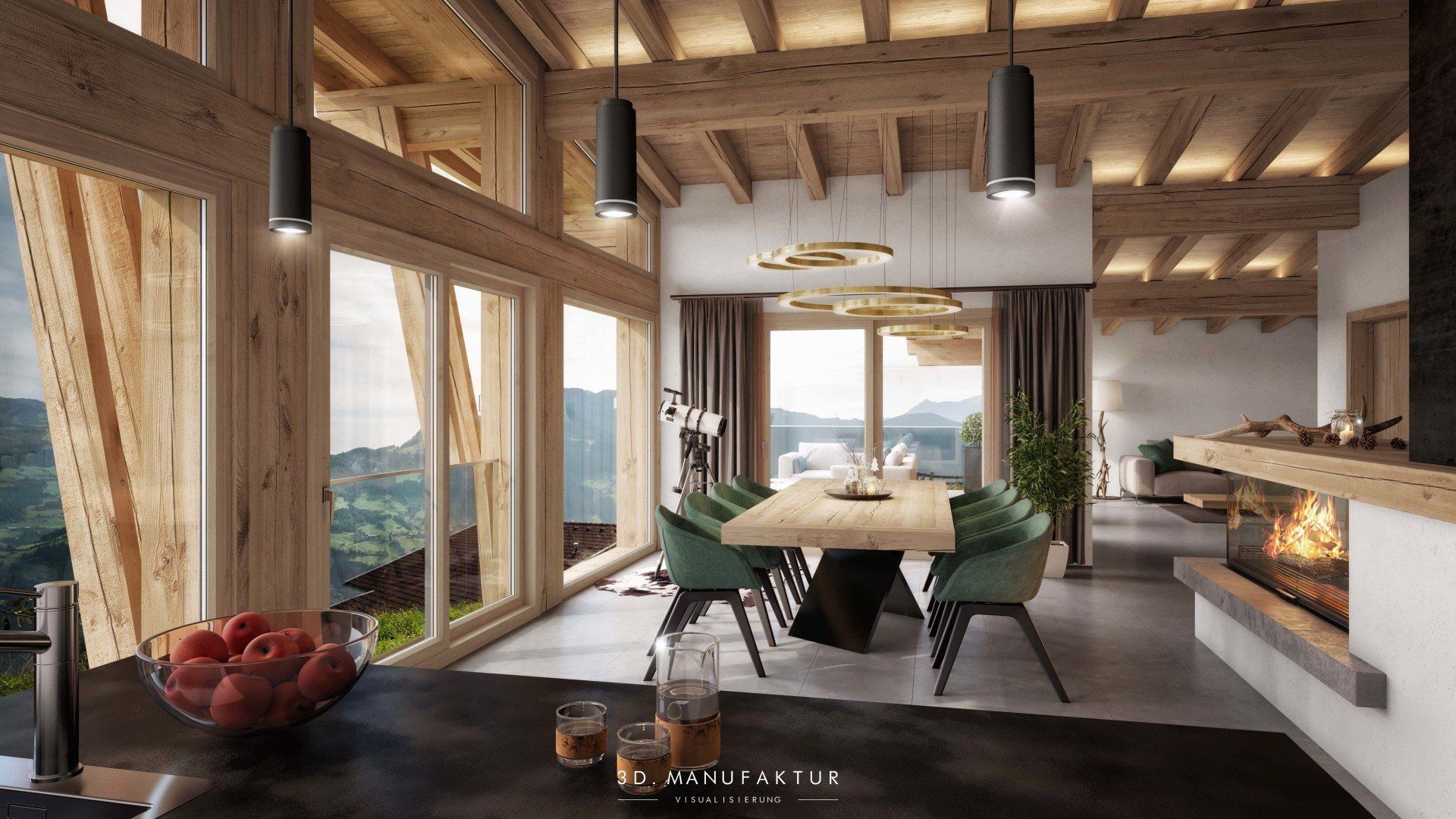 Architektur Visualisierung Chalet im Zillertal Interior