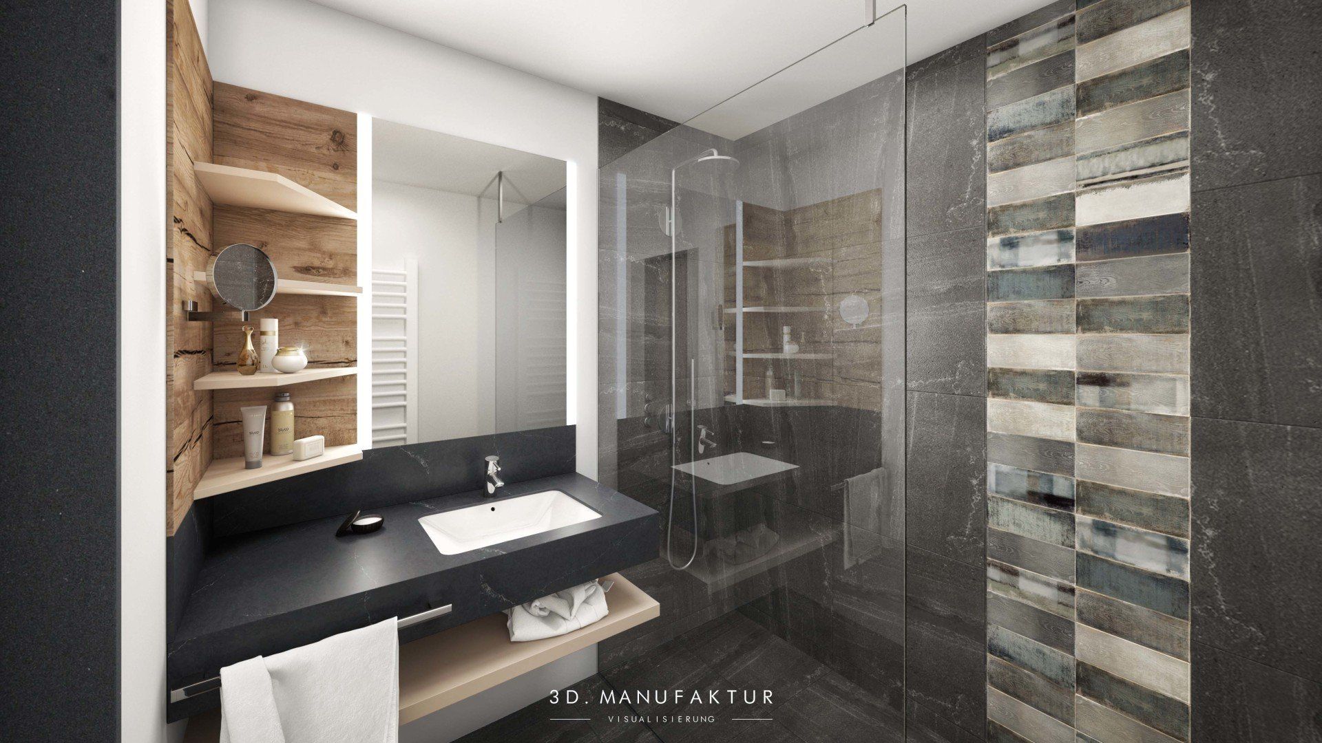 Architektur Visualisierung Hotel Seespitz Zimmer Bad