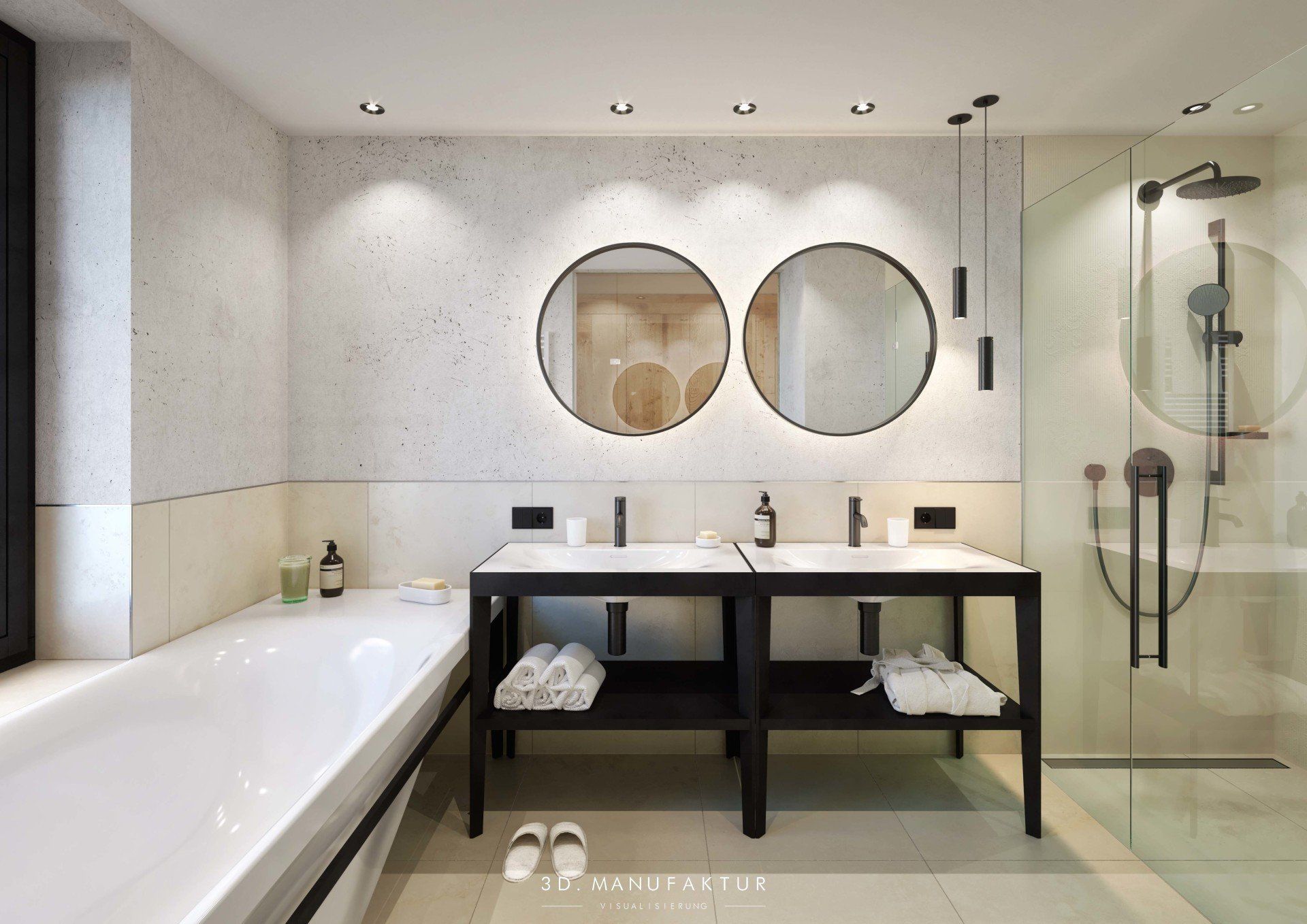 Architektur Visualisierung Alpine Resort Sportalm Suite Bad