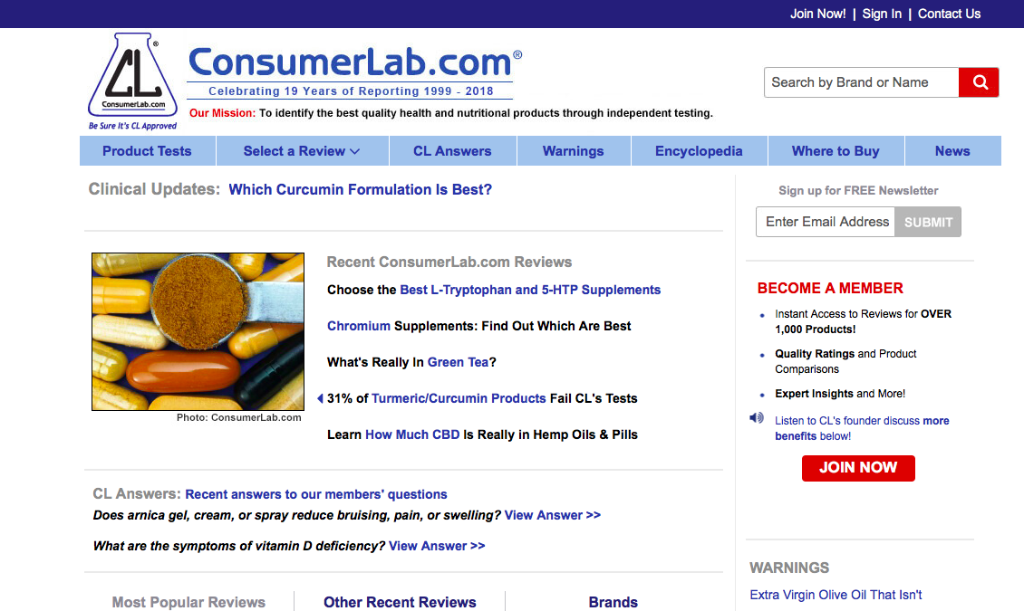 Link to ConsumerLab Link to ConsumerLab