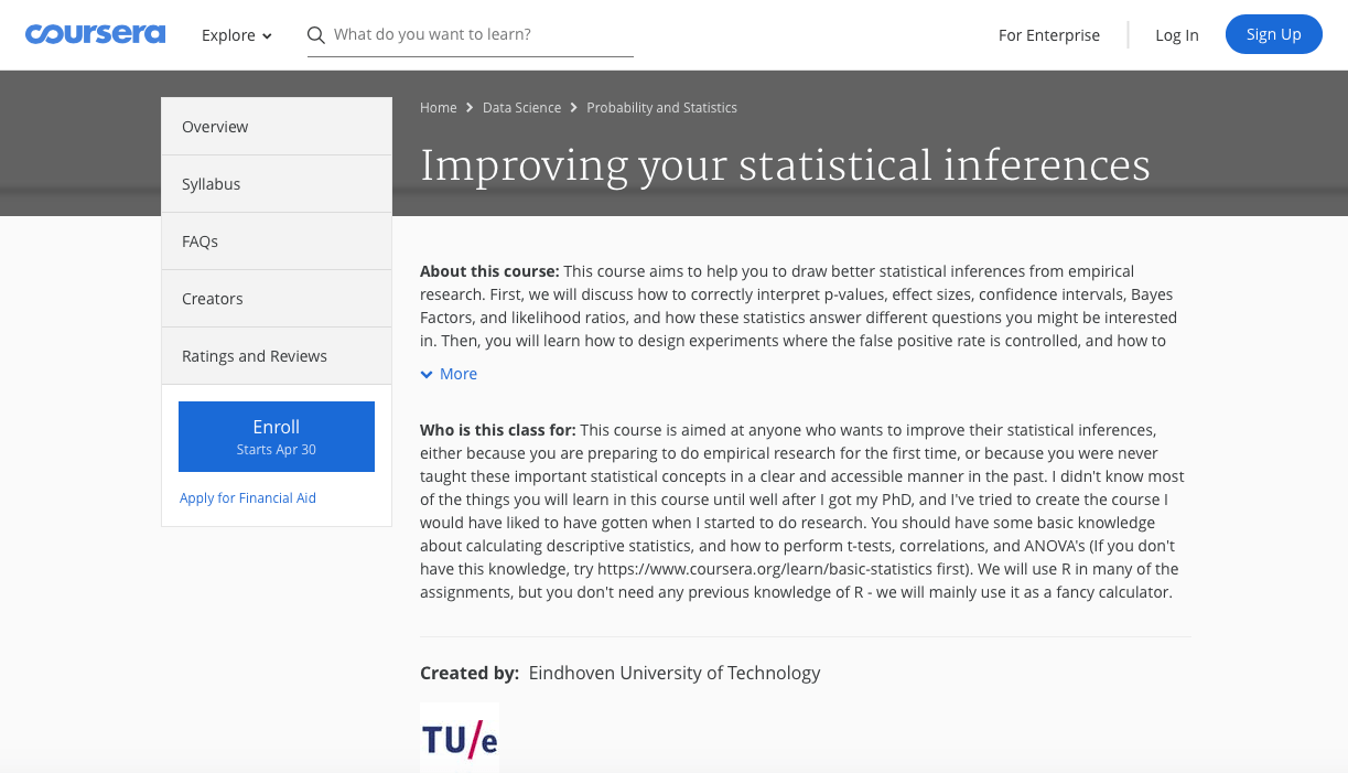 Link to Improving Your Statistical Inferences Link to Improving Your Statistical Inferences