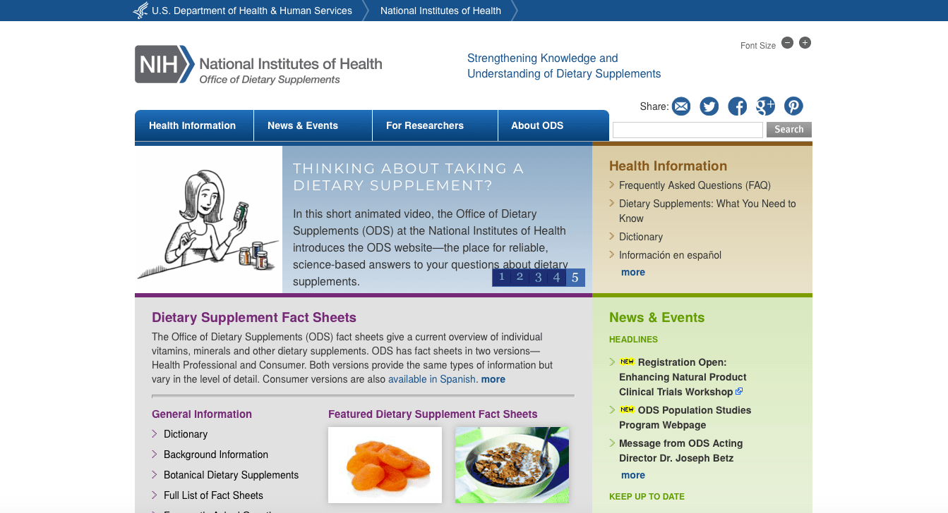 Link to NIH Office of Dietary Supplements Link to NIH Office of Dietary Supplements