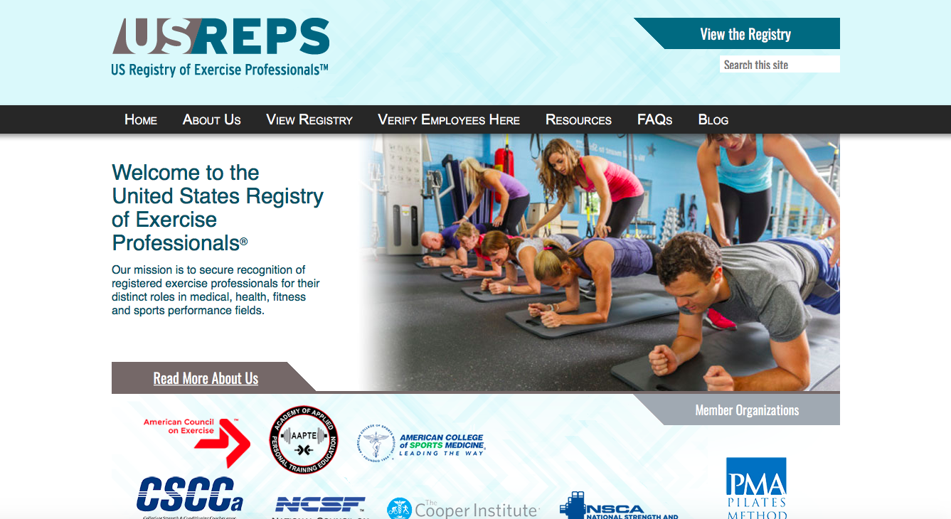 Link to US Registry of Exercise Professionals Link to US Registry of Exercise Professionals