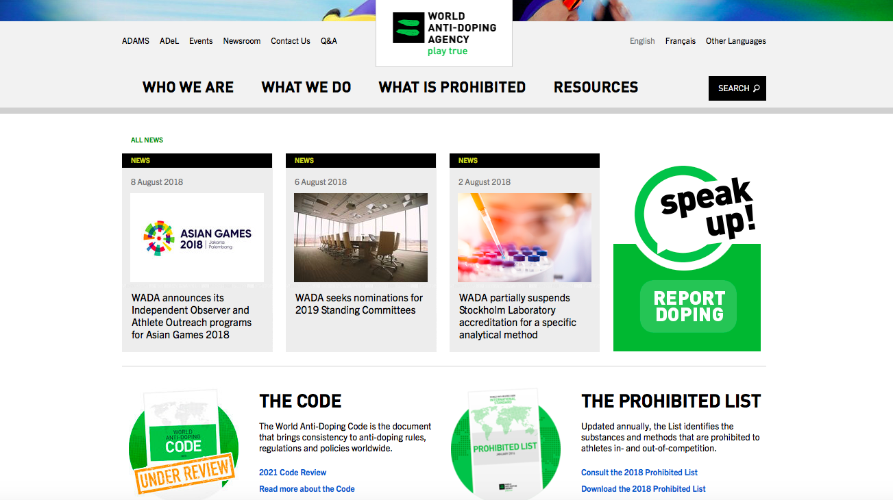 Link to World Anti Doping Agency Link to World Anti Doping Agency