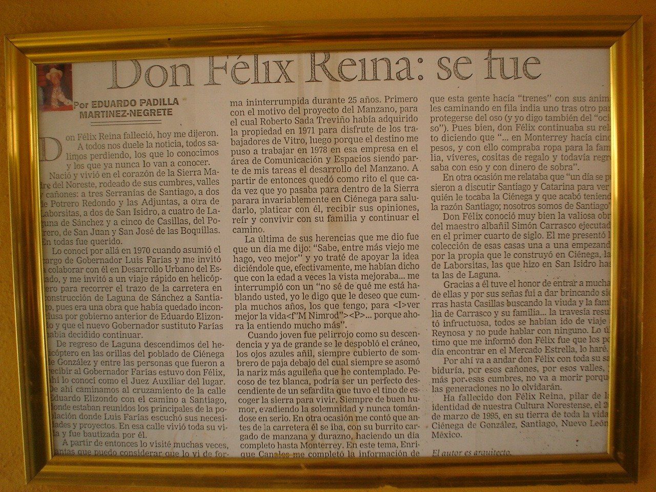 Tributo a Don Felix Reyna Ciénega de González
