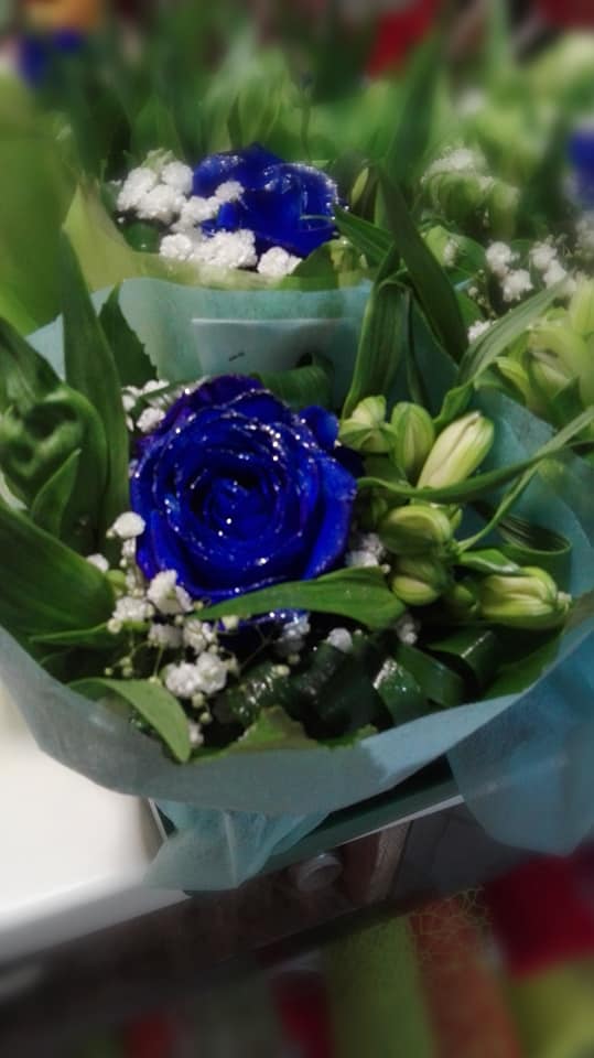rose e fiori blu