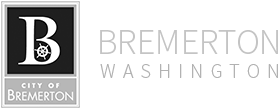 City of Bremerton logo with a black-and-white “B” and “Bremerton Washington” text