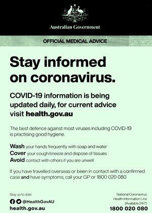A poster that says `` stay informed on coronavirus ''.