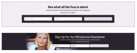 A sign up page for a newsletter with a picture of a woman