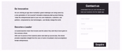 A website with a contact us page and a become a leader page.
