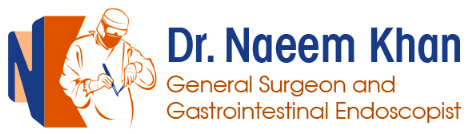 A logo for dr. naeem khan general surgeon and gastrointestinal endoscopy
