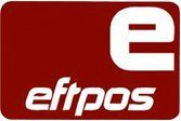 A red and white logo for a company called elfpos.