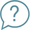 A speech bubble with a question mark inside of it.