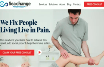 Example of physiotherapist website that has message headlines