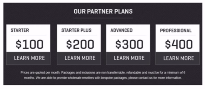 A black and white sign that says our partner plans