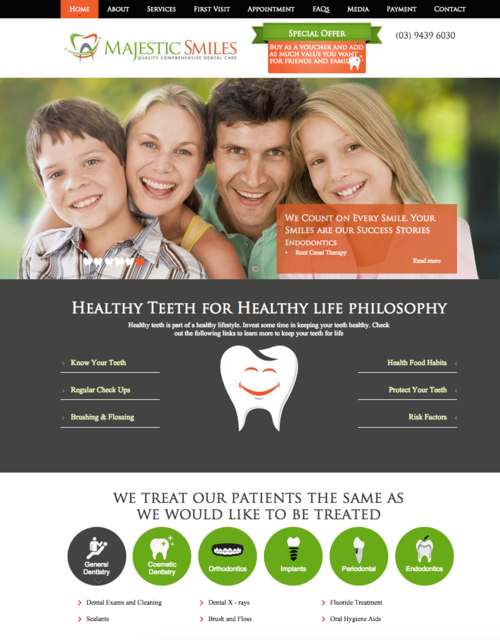 Majestic Smiles, dental website design