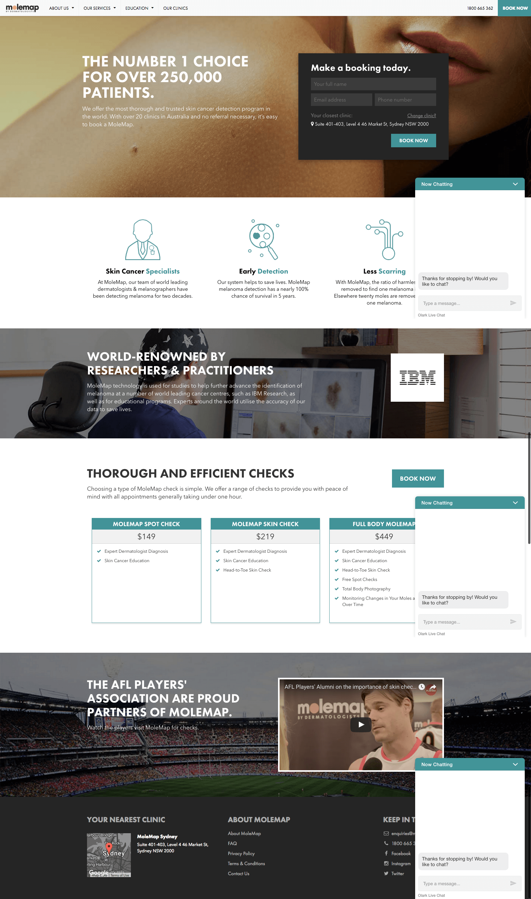 Molemap Clinic website design