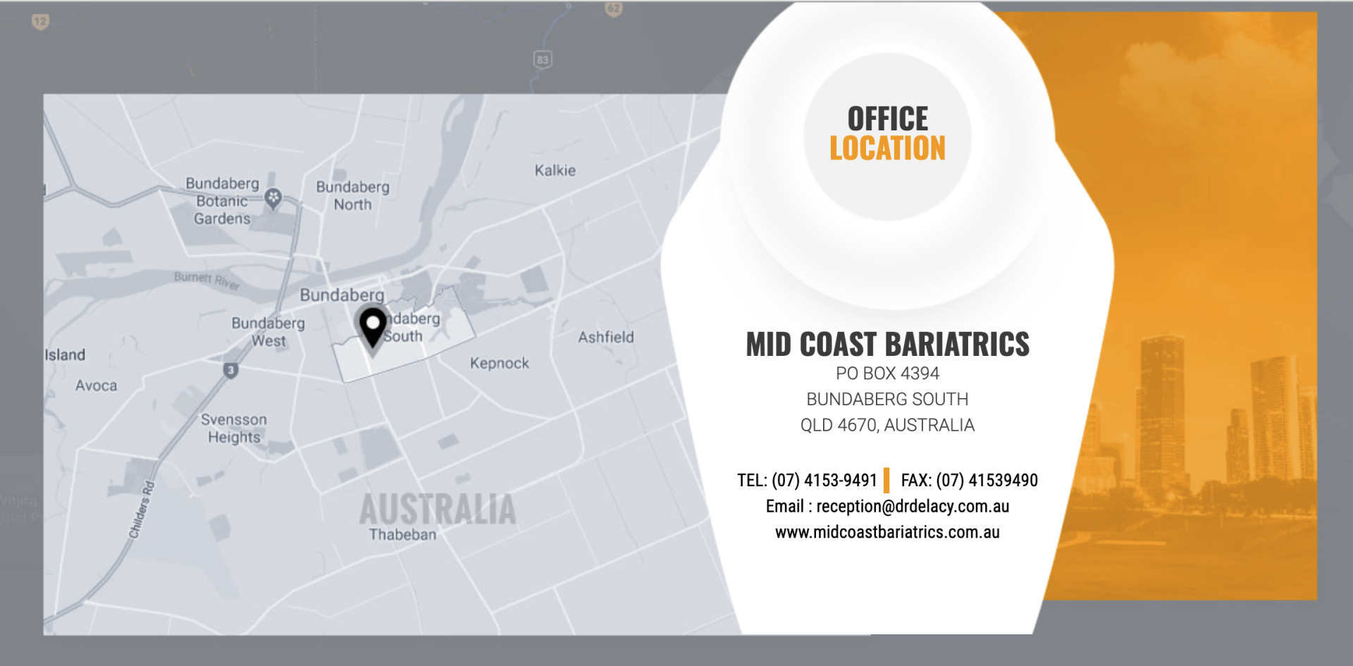 A map showing the location of a company in australia
