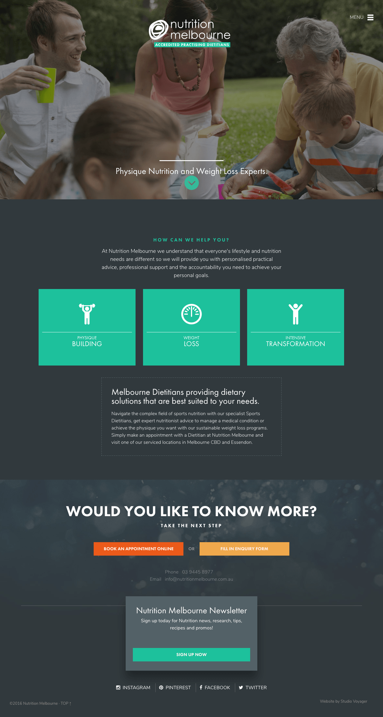 Nutrition Melbourne website design
