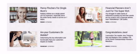 A screenshot of a website with a woman sitting at a desk and a woman running.
