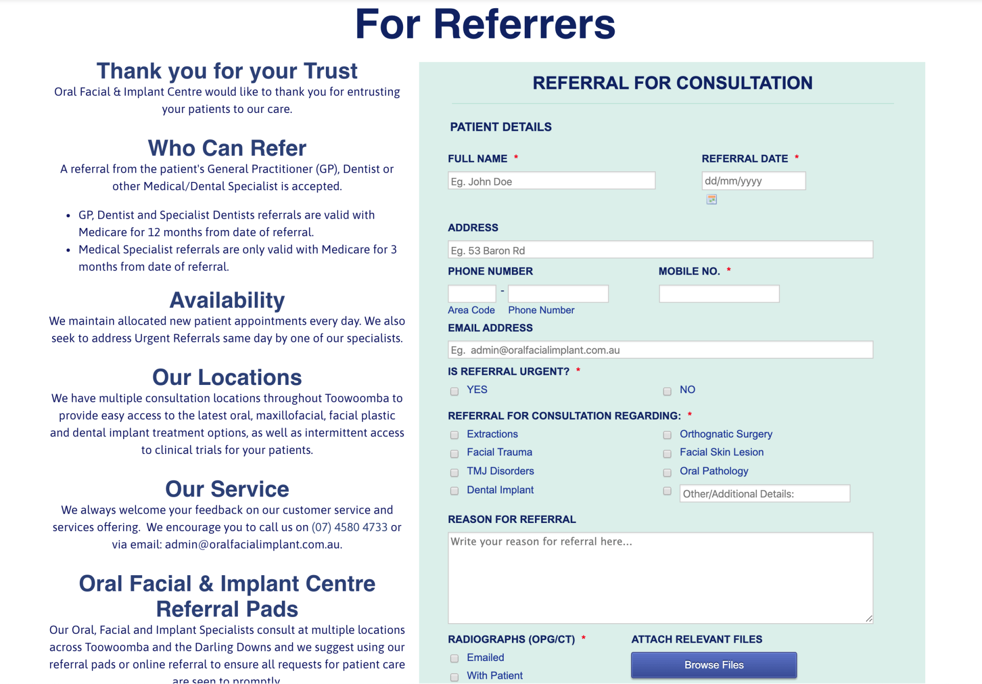 For Referrers Form