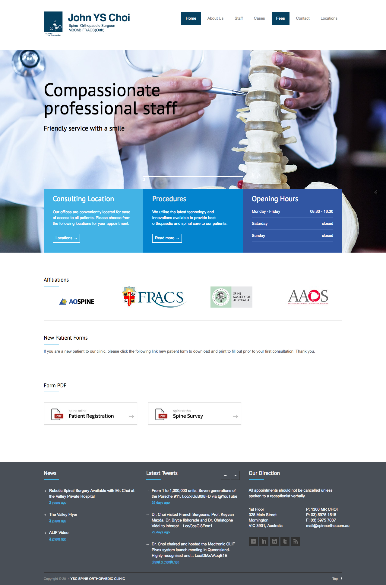 John YS Choi, Spine+Orthopaedic Surgeon website design