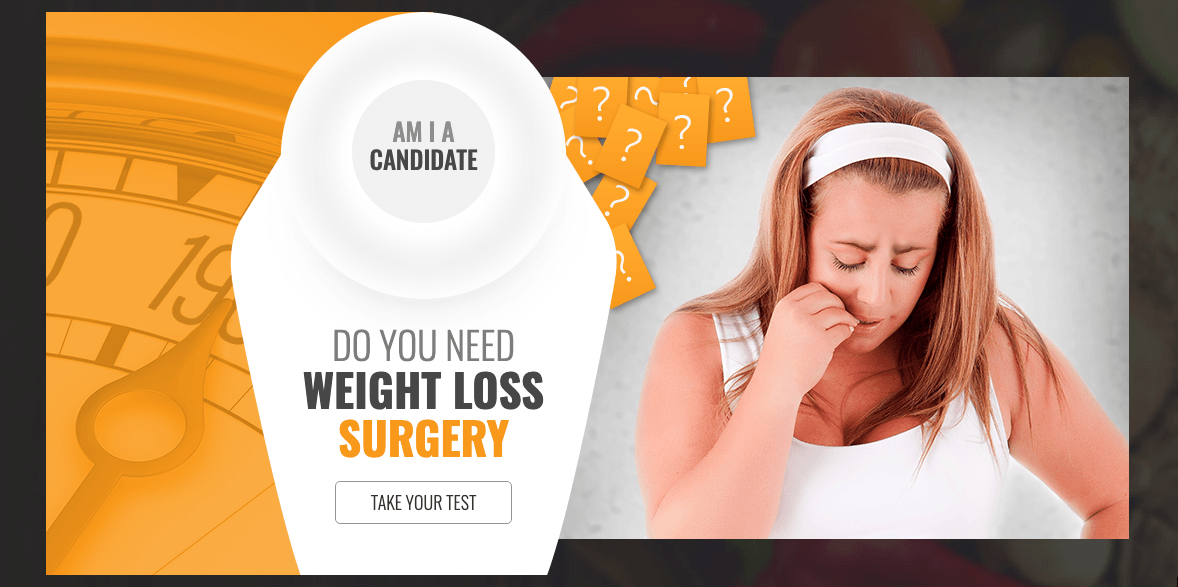 A woman is crying in front of a clock that says do you need weight loss surgery
