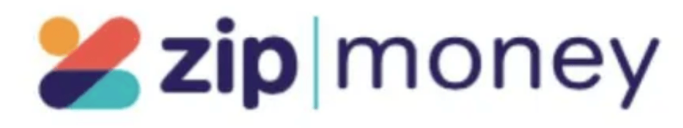 A close up of a zip money logo on a white background