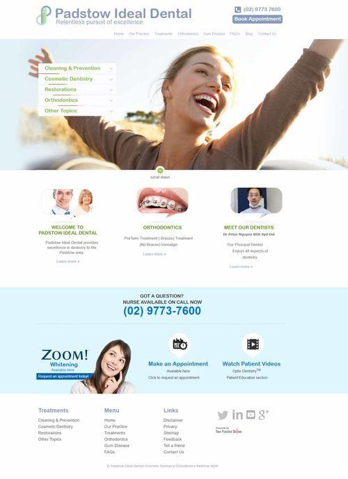 Padstow Ideal Dental, dental website design