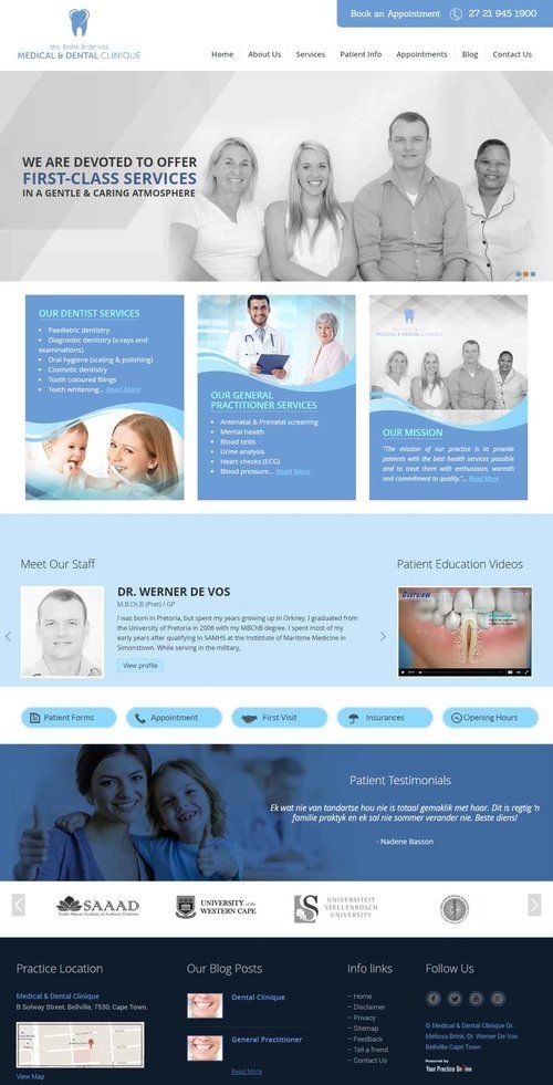 Medical & Dental Clinique, dental website design