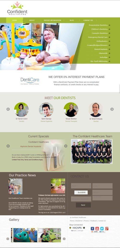 Confident Healthcare, dental website design