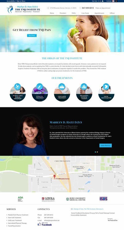 Marilyn D. Hatz, The TMJ Institute, dental website design